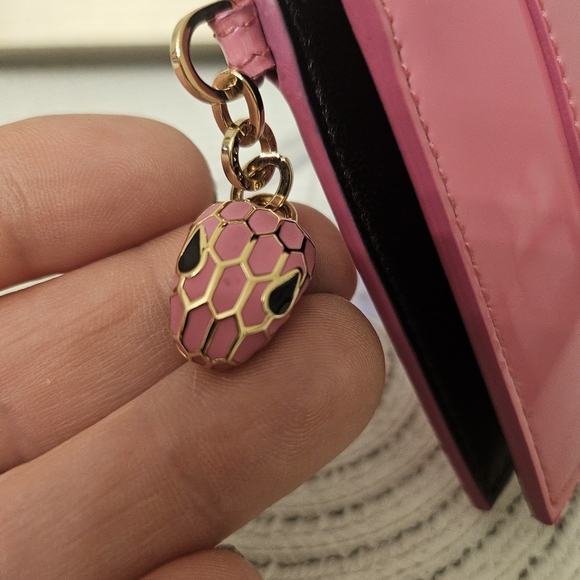 BVLGARI Serpenti Forever Pink Patent Wallet ๐ Snake Charm | Chipped + Box - Picture 3 of 11